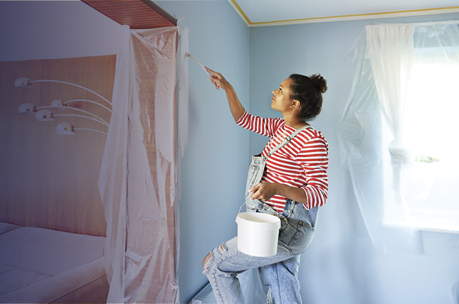 woman painting room