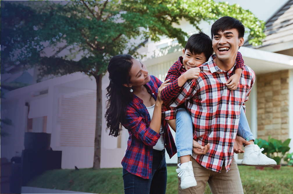 Family outside home