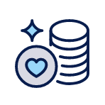 Icon - Coins with heart shape stacked in tower.