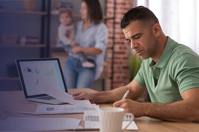 Man researching using a computer.