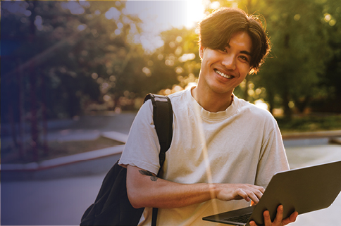 College student on laptop