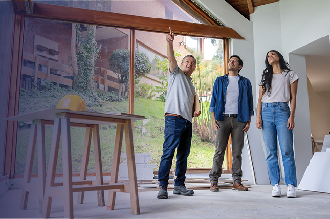 Couple looking at home refurbishment